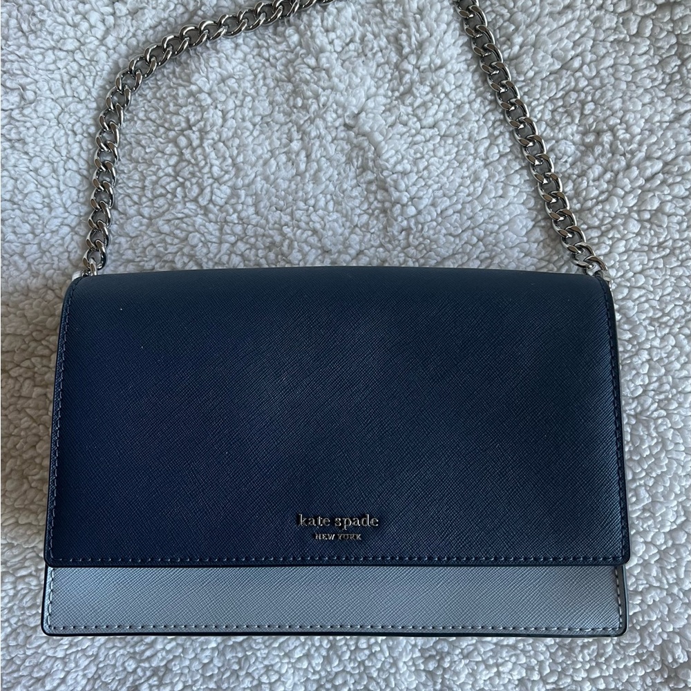 Kate Spade Blue and Gray Crossbody Bag with Chain Strap